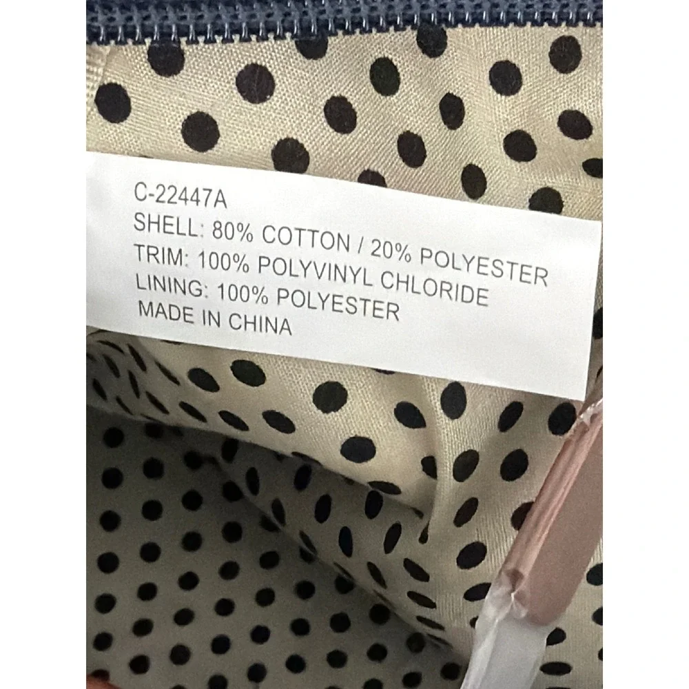 P. Blue Piel Pelle Striped Canvas Satchel Bag Navy White Brown C-22447A